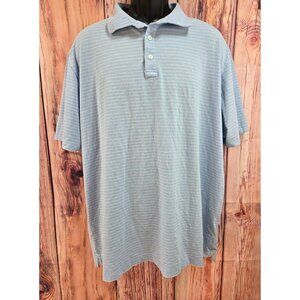 Peter Millar XXL Mens Blue Striped Polo Shirt Pima Cotton Tencel Blend